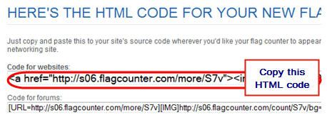 Grabbing HTML Embed code for Flag counter