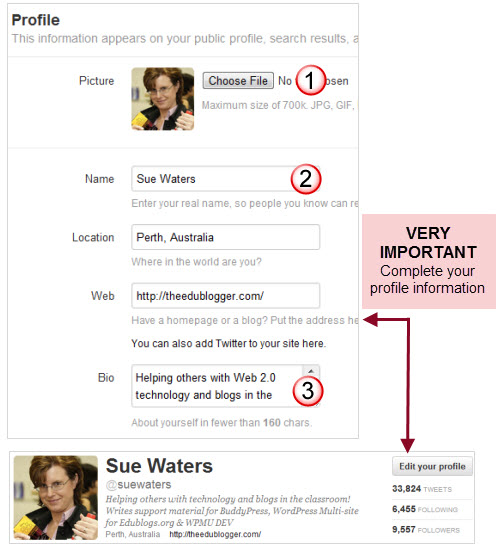 Setting up your twitter profile page