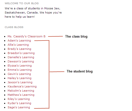 Class blog widget