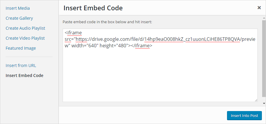 Add embed code