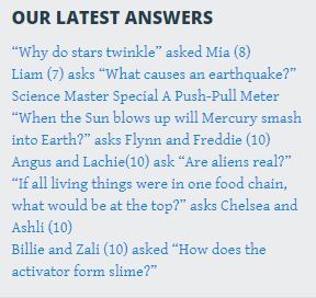 Science Master section with latest answers