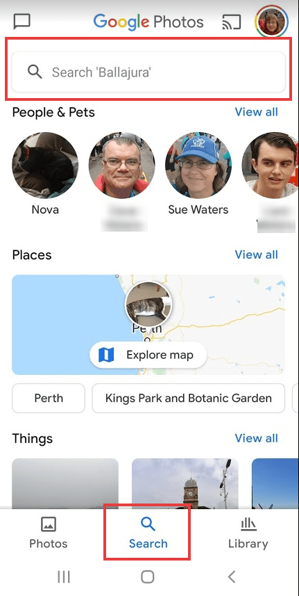Screenshot Google Photos app search