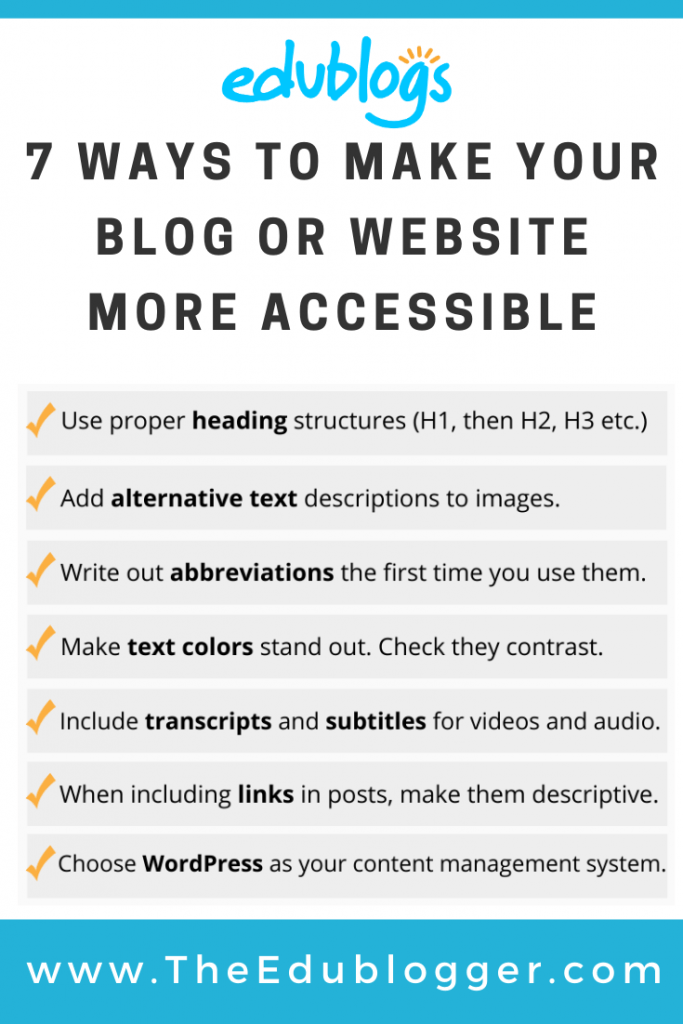 How To Create Accessible Content For Your Class Blog Or Website (7 ...