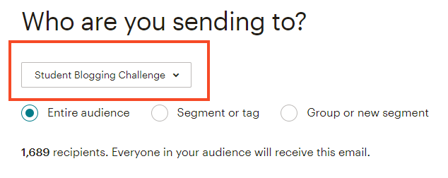 Select your audience for the RSS campaign