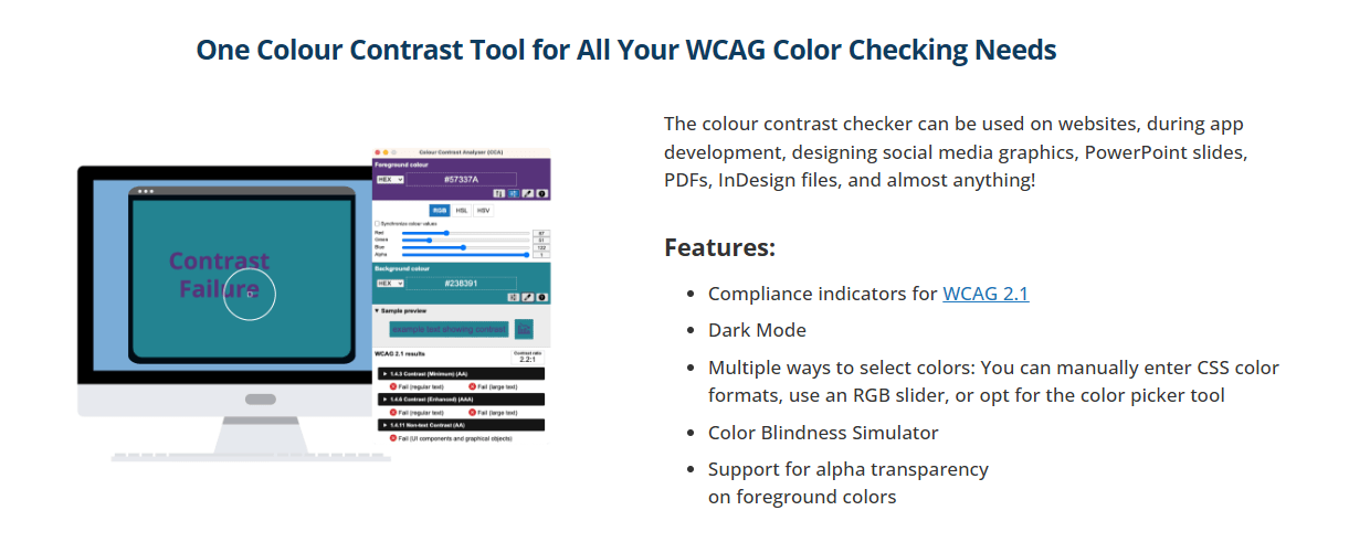 Screenshot of Color Contrast Editor website